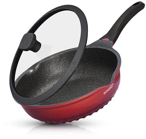 INTIGNIS Premium 30cm Deep Frying Pan with Lid | Anti-Scratch | Induction Compatible | Non-Stick Interior | Heat Resistant Handle | Perfect for Everyday Cooking