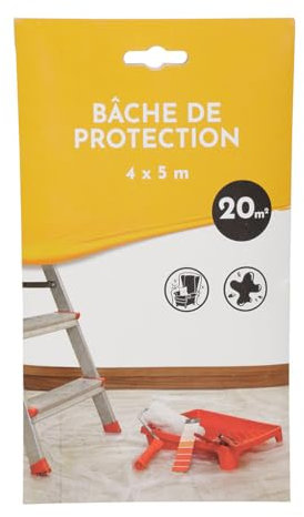 COGEX – Lona protectora, lona protectora de pintura, tamaño: 4 x 5 m – 20 m² – Para proteger los suelos y muebles de las manchas de pintura – Resistente – Protección completa y óptima