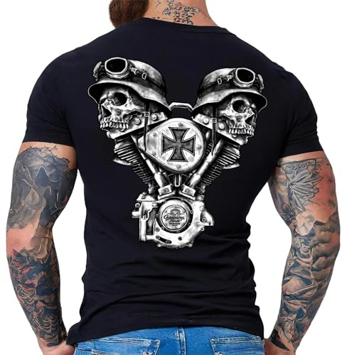 Gasoline Bandit - Camiseta para hombre para motociclistas, Negro , 3XL