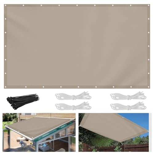 Toldo parasol rectangular de 3 x 4 m, color caqui, con cuerda y ojal