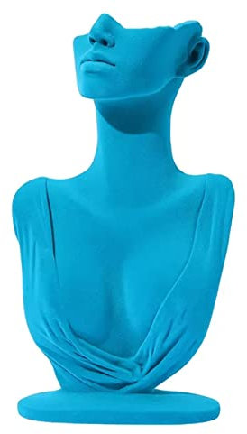 Schmuckständer, Halsketten-Schmuckbüste, Präsentationshalter, blaues Harz + Samt, für Halsketten, Ohrringe, Schmuck, Büste, Schaufensterpuppe, Organizer, Halter, Halter, Halter, Halskettenanhänger,
