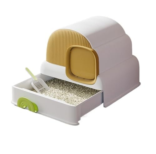 Maison de Toilette Bac à litière fermé anti-éclaboussures for chaton, toilettes for chat de type tiroir faciles à nettoyer, toilettes for chat fermées avec pelle à litière, intimité et accès facile fo