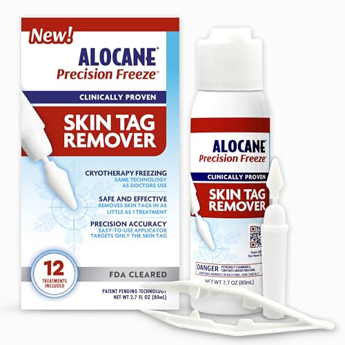 Alocane Precision Freeze, Skin Tag Removal Kit with 12 Precision Tip Applicators, FDA-Cleared At-Home Cryotherapy, Helps Remove Skin Tags at Home in As Little As 1 Treatment