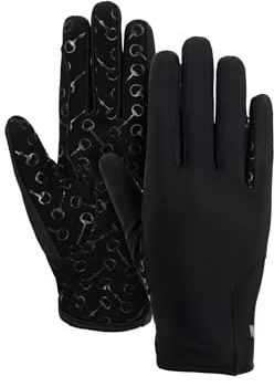 HORZE Kinder Reithandschuhe mit Silikonprint, Schwarz, 5