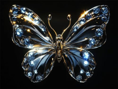 Pintar por Numeros Adultos Mariposa, DIY Pintura por Números Cristal Cuadros para Pintar por Numeros Niños, 40x50 cm Lienzos Pigmento Acrílico Paintings con 3 Pinceles, Home Decor, Regalo Mujer -k545