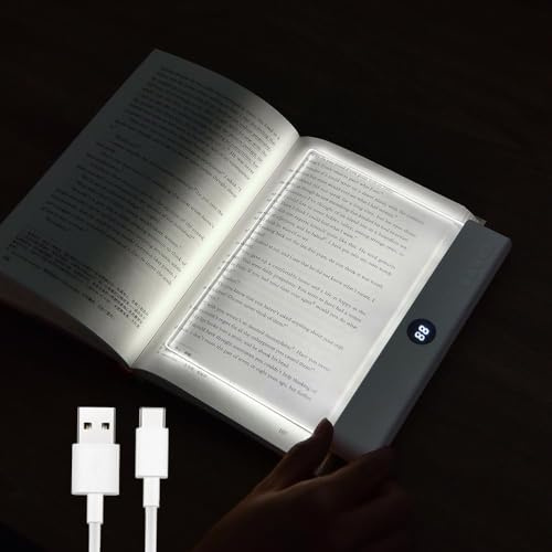 Lampe de lecture, 3 couleurs, liseuse LED plate pour livres au lit avec fonction mémoire, minuterie de gradation, lampes de chevet rechargeables, cadeaux pour amoureux de livres pour garçons, filles