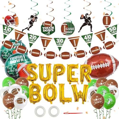 Super Bowl American Football,American Football Deko,American Football Deko Geburtstag Junge,Football Deko, Super Bowl Deko,SUPERBOWL Folien-Luftballons,für Kinder Geburtstag Superbowl Sport