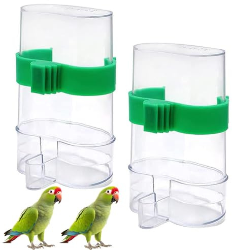 2 Pezzi Dispenser Acqua Cibo per Uccelli, 220ML Mangiatoia per Uccelli Automatica Alimentatore Automatico Dispenser per Pappagalli, Mangiatoia Alimentatore Automatico, per canarinil(13 x 7,5 cm)