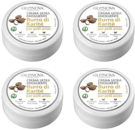 GLENOVA Crema Multiuso Burro di karitè uso quotidiano Vegana 120 ml x 4