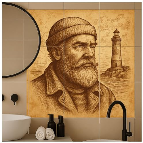 FoLIESEN Adhesivo para azulejos - Imágenes para baño, cocina, cuarto de baño - Azulejos decorativos autoadhesivos - Guardián del tesoro, baldosa - Imagen (ancho x alto): 15x20 cm - 60x60 cm / 12