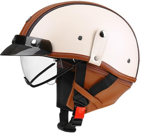 Caschi Cromwell Jet E Demi-Jet Casco Cromwell Motociclista Retrò Mezzo Casco Per Uomo E Donna Casco Omologato ECEDOT Casco Aperto Casco Moto Scodella 5,M:57-58CM