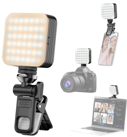LED Fill 2500K 9000K Dimmable Video with High Brightness CRI for Conference Live Streaming Selfies Built in Battery Screen Clip Cold Shoe Mount Compatible Computer Tablet Mobile Phone DSLR Camera