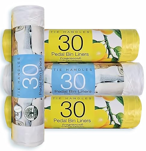 4 cubos de basura perfumados con pedal de 15 litros con asas de amarre, paquete de 30 unidades GetInStyle Shop