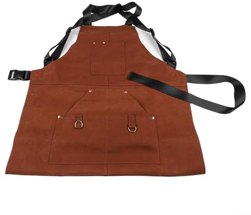 Bulevisiter Delantal de soldadura para protección resistente al calor y al fuego, equipo de seguridad de trabajo resistente con forro y múltiples bolsillos, para un diseño de cuero duradero para la