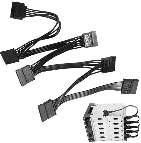 15 Poliges SATA Power Splitter Adapterkabel 1 Male to 6 Female Stromkabel, Satas Power Verlängerungskabe, SATA Stromkabel SATAs Strom Splitter Adapter mit 950mm Länge für HDD, SSD & Optische Laufwerke
