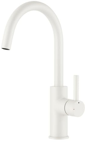 Scarba Rubinetto miscelatore da cucina a leva singola a forma di cigno bianco, design moderno curvo per un flusso d'acqua fluido e facile da usare