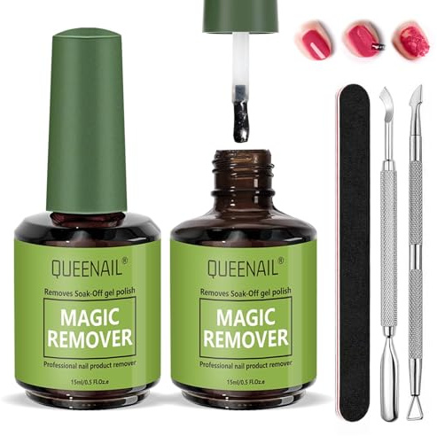 2 Pcs Gel Nail Polish Remover, Professional Gel Polish Remover, Nail remover kit, Easy to remove nail polish in 3-5 minutes, Quickly Removal, Gentle on Nails