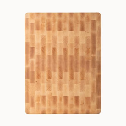 Vandroop Maple End Grain Wood Cutting Boards for Kitchen - 20x15x2” Rectangle Wooden Maple Butcher Block Kitchen Cutting Board - End-Grain Reversible Chopping Board with Finger Grips
