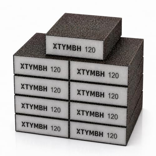XTYMBH 9 Pcs Sanding Blocks, Wet and Dry Sandpaper Block, 120 Grits Handmade Sandpaper Blocks, Washable and Reusable Sanding Sponge for Wood, Furniture, Metal and Drywall Polishing
