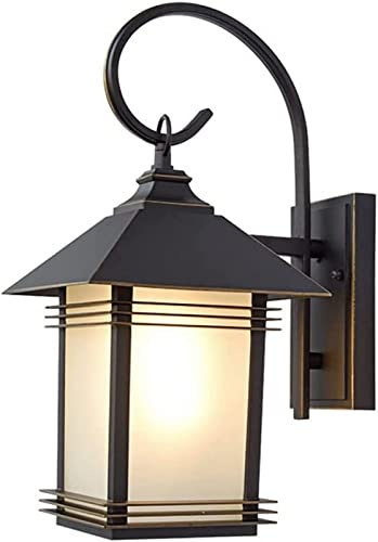 QTANZIQI Utomhus Vägglampa i pressgjuten aluminium med frostat glasskärm Trädgårdsvägglampa för trädgård uteplats Veranda Sconce Väggmonteringslampa med E27 bas Ladugårdslykta stil för inomhus och