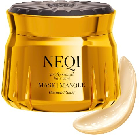 NEQI Hårmask Torrt & Färgat Hår - Anti Frizz Intensiv Hårkur | Diamond Glass djupvård för skadat & blekt hår - Glass Hair-glans, veganskt, hårmask färgat hår
