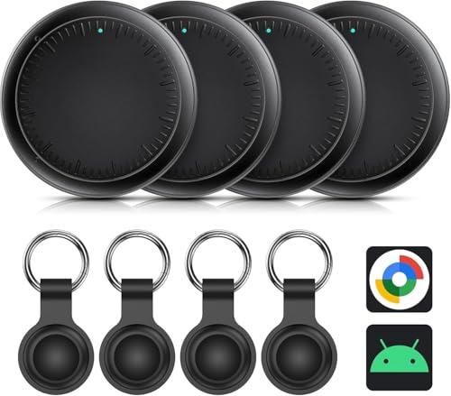 Android Smart Tracker Tag, 4 Pack Air Tracker Buscador de Objetos Bluetooth Funciona con Buscar Google,SmartTag Tracker Localizador Bluetooth, Rastreador para Llaves, Cartera, Equipaje (Negro)
