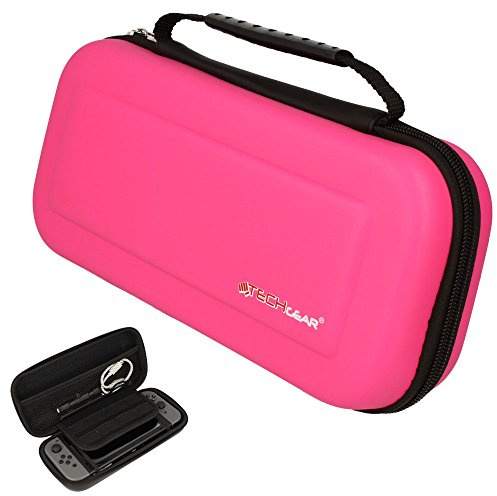TECHGEAR Étui Nintendo Switch OLED - Housse de Protection / Pochette de Transport Compatible avec Manettes Joy-Con, Cartes de Jeux [Rose]