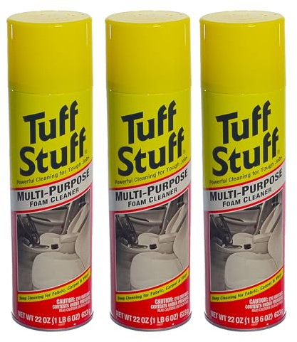 Tuff Stuff All-Purpose Foam Cleaner for Deep Cleaning Vinyl, Fabric, Upholstery, Carpet and Chrome, 22 Ounce Spray, 3-Pack