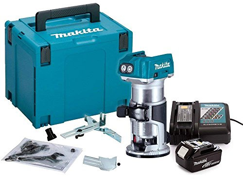 Makita DRT50ZJ 18V Brushless Router/Trimmer with 1 x 5Ah BL1850 Battery, Charger & Case
