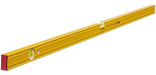 STABILA Magnet-Wasserwaage Type 80 ASM, 150 cm, verstärktes Alu-Profil, extrastarkes Seltenerd-Magnetsystem, 1 Horizontal-Libelle, 1 Vertikal-Libelle, integrierte Rutsch-Stopper, Made in Germany