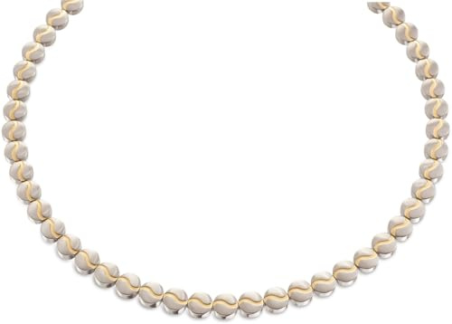Boccia Damen Halskette Wave in der Farbe Silber poliert mit goldplattierten Akzenten, antiallergen, 45cm, 08022-02