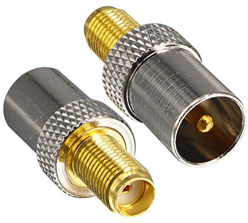 YILIANDUO Adattatore RF coassiale SMA femmina-IEC TV maschio | 2 pezzi, connettore coassiale placcato oro bassa perdita, per antenne TV, cavi di estensione e segnale DVB-T/PAL.
