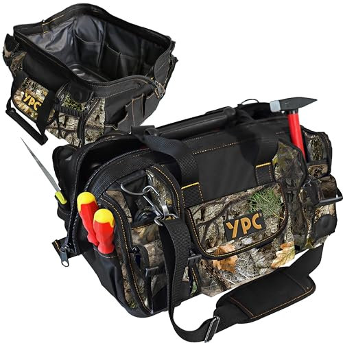 YPC Profi Werkzeugtasche leer XXL – 42x30x25cm große Tasche mit stabilem Boden, Wasserfest, Tragegriff & verstellbarer Schultergurt, Arbeitstasche, Reisetasche, Tool Bag für Werkzeug – 20 kg Tragkraft