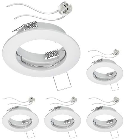 ledscom.de 5x Decken-Einbaurahmen FERE Einbaurahmen weiß matt (LED/Halogen/MR16/50mm) inkl. GU5.3 Fassung