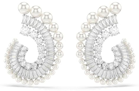Swarovski Ariana Grande x Swarovski droppörhängen, Crystal Pearl, Blandade snitt, Vit, Rhodiumpläterad, En storlek