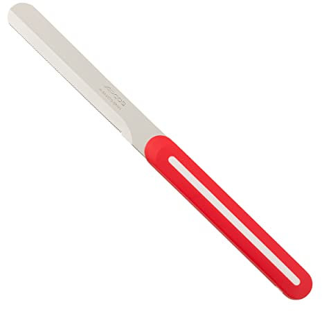 Arcos Couteau de Table Dentelé Acier Inoxydable NITRUM 10 cm pour Petit Déjeuner et Cuisine, Manche Polypropylène Rouge, Série B-Line