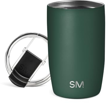Simple Modern Vaso Termico Cafe para Llevar con Tapa Abatible | Taza Termica de Café Helado de Acero Inoxidable Aislada | Regalos para Mujeres & Hombres | Voyager | 350ml | Forest