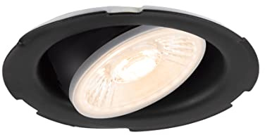 SLV Universal Light Recessed Ceiling Light, LED Spotlight, Floodlight, Ceiling Light, Recessed Light, Indoor Lighting, 2700/3000/4000/6500 K, 8 W, 560/610/680 lm, Black, Dimmable 38 Degrees