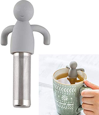 TOPINCN Silicone Tea Straine, Little Man Appearance Hanging On Teapots Mugs Cups Tea Infuser, Steep Loose Leaf Tea and Coffee, Tea Filter (Light Grey)
