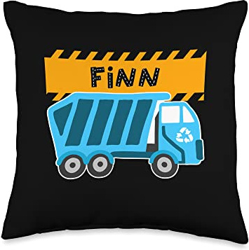 Waste Collector Dump Trash Recycling Lover Finn Trash Kids Collector Ecologist Garbage Truck Throw Pillow, 16x16, Multicolor