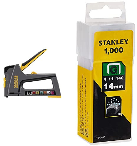 STANLEY FMHT6-70868 - Grapadora 6 en 1 & 1-TRA709T - Grapas tipo G (4/11/140), 14 mm - 1000 u