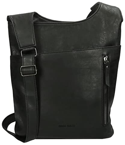 Christian Wippermann Damen Tasche Schultertasche Umhängetasche Crossover Bag Leder Optik Handtasche Schwarz01