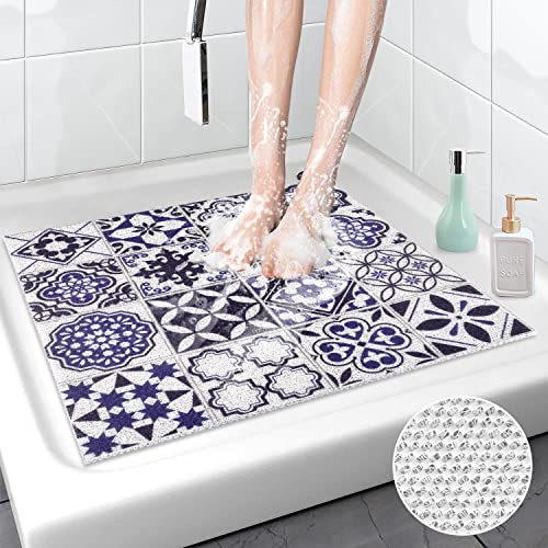 MORROWCAMP Duschmatte rutschfest 60 x 60 cm, Weich Komfort Sicherheits rutschfeste duschmatte, Antibakterielle Badematte mit Ablauflöchern, Antirutschmatte Dusche für Badewanne und Nassbereiche