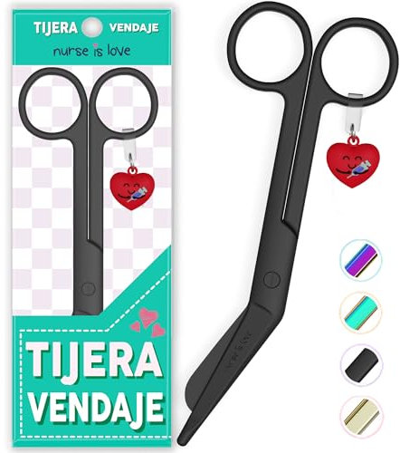 Nurse is Love, forbici da infermiere smussate, forbici per bendaggi per l'infermiera in difficoltà, forbici mediche angolate speciali come regalo per gli accessori da infermiere. Colore Nero