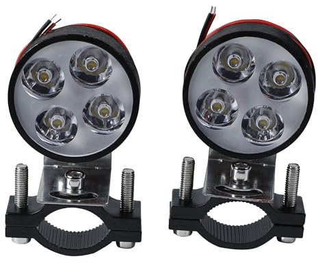 Fuworance Moto 12V-85V 4LED Phare Avant Brouillard Conduite Spot Lumière de Travail Lampe Frontale Noir