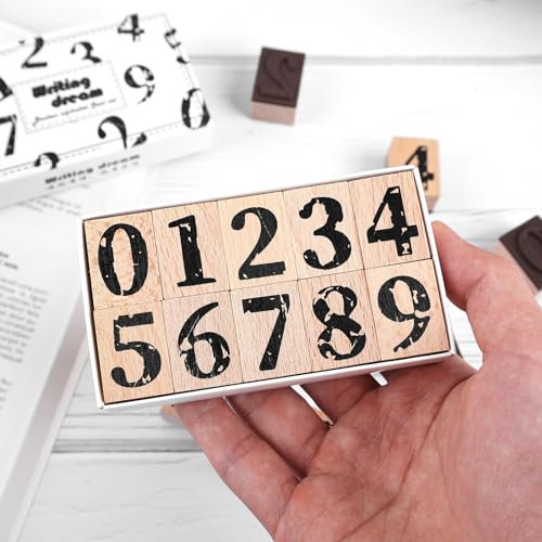 Dizdkizd 10 Stück Zahlen Gummistempel Set 1 Zoll Bastelstempel 0-9 für Kartenherstellung Basteln Scrapbooking Kalender