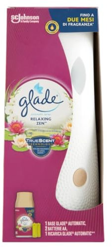 Glade Automatic Spray, Profumatore per Ambienti Base con Ricarica, Fragranza Relaxing Zen, Confezione da 1 Diffusore e 1 Ricarica 269 ml