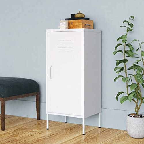 MNISDFL Garderobenschränke Wohnzimmer Sideboard Zimmermöbel Lagerschrank Weiß 42,5x35x101,5 cm Stahl