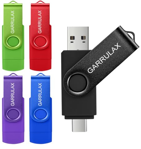 GARRULAX USB 2 in 1 OTG Typ C USB 2.0 drehbar Datum Speicher Stick Android Smartphone, MacBook, Tablet, PC (8 GB)