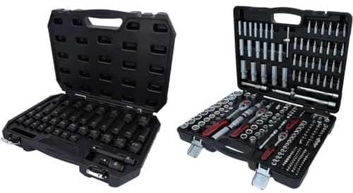 KS Tools 515.0065 1/2 Sechskant-Kraft-Stecknuss-Satz, 40-tlg & 917.0795 1/4+3/8+1/2 Steckschlüssel-Satz, 195-tlg